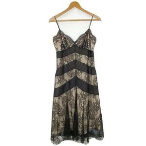 BCBGMaxazria Women's size 8 Lace Slip Dress Silk Lined LAP64143 Black Nude